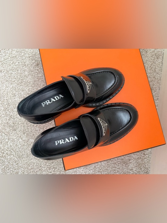 Prada Black Leather Platform Loafers size US7.5 IT37.5 authentic - Picture 10 of 16